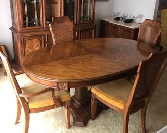 Solid Wood Dining Table w/Leaf and 6 Matching Chairs