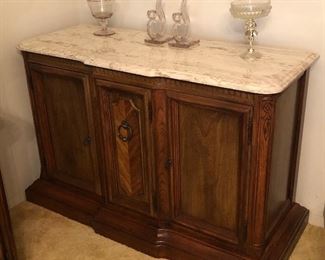 Solid Wood Server w/Marble Top