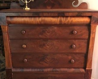Beautiful 5 Drawer Burled Walnut Dresser