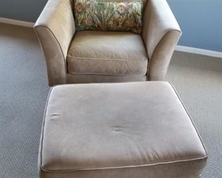 Pottery Barn Suede Chair & Ottoman