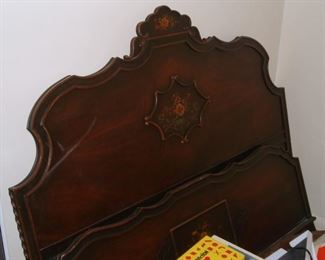 Hand Painted Walnut Bed Set