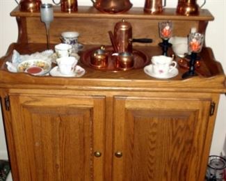 Oak Server W/ Brass Colection