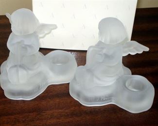 Glass Hummel Candleholders