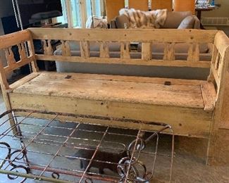 Antique Swedish pine bench
Iron coffee table
