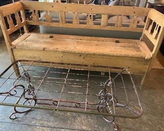 Antique Swedish pine bench
Old iron table