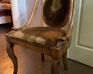 Swan arm walnut chair. Great patina!