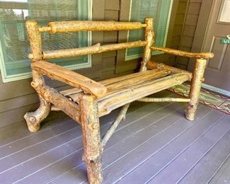 Rustic Log Front Porch Bench