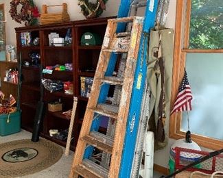 Garage has all kind of items from yard and garden items to hand tools ,  2 Heavy duty metal wagons carts,  New window air conditioner ing box (never used)  also like new Lawnmower etc.