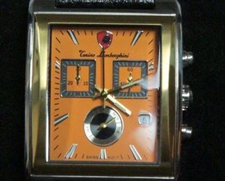 Tonino Lamborghini Men's Chronograph Wrist Watch Model 7L-L1, Swiss Movement, Water Resistant 50M, Genuine Leather Band, In Box