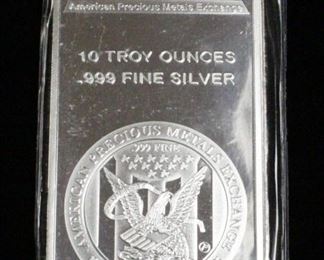 American Precious Metals Exchange 10 Troy Oz. .999 Fine Silver Bar