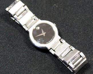 Movado Women's Wrist Watch, Marked 246853, Silver Toned Band