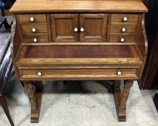 Pennsylvania House Secretary Slide-Out Writing Desk With Dovetail Construction, 41"H x 37"W x 18"D And Painted Wood Chair With Padded Seat