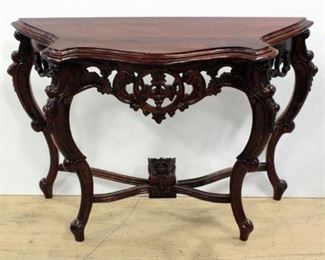 Elaborate Pierced Wood Entry Table, 31'H x 45"W x 17"D