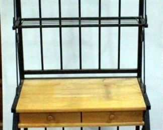 Baker's Rack with 4 Wire Shelves and Two Drawer Counter, 77"H x 31"W x 21"D