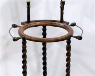 Antique Shaving Stand With Articulating Mirror, No Bowl, 51.5"H x 22.5"W x 20.5"D