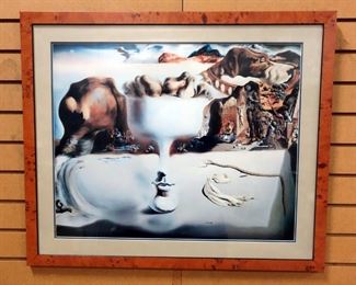 Salvador Dali Print of "Apparition Of Face and Fruit Dish On A Beach", Framed Matted Under Glass 30"W x 25"H