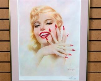 Alberto Vargas Autographed Print Of Marilyn Monroe, Signed and Numbered 447/500, Matted Framed Under Glass 21.75"W x 29"H