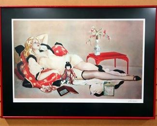 Alberto Vargas Autographed Print Of "Fleurs du Mal", Signed And Numbered 408/500, Matted Framed Under Glass 29.25"W x 21"H