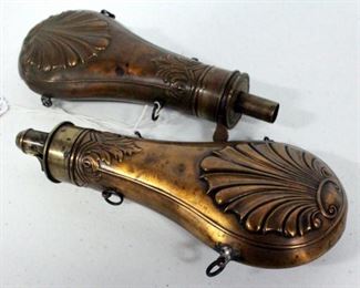 American Flask And Cap Co. Brass Powder Flasks, Qty. 2