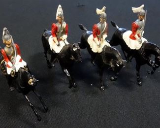W. Britain Lead Guards With Articulating Arms On Horseback, Qty. 4
