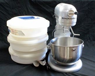 KitchenAid Professional HD Mixer With Bowl And Whisk, Powers On And Food Storage Containers