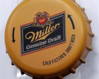 Miller Beer Bottle Cap Lighted Sign 28"H x 19"W