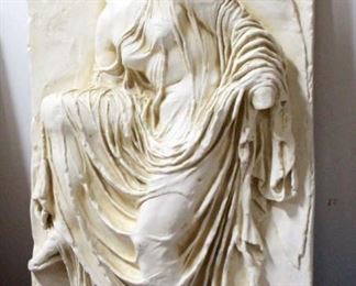 Relief Wall Hanging Of Classical Angel Figure, 21"W x 37"H x 5"D