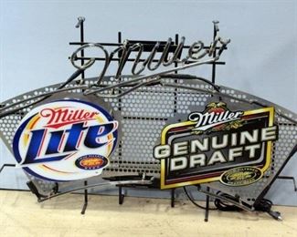 Miller Beer Electric Neon Style Light With 2 Light Level Settings, 48"W x 27.5"H x 7"D, Powers On