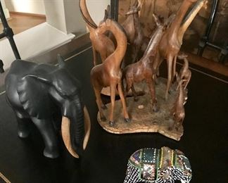 Part of a collection of elephant figurines