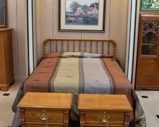 This oak bed and nightstands are in excellent condition.