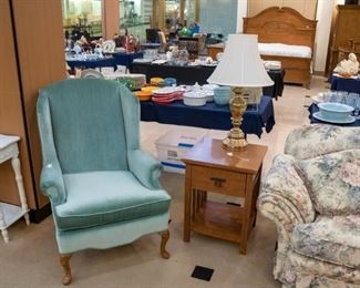 Love the color of these wing back chairs - we have two - and both in excellent condition.