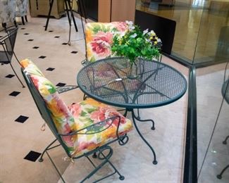 Wrought iron green patio set - adorable!