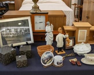 Cafe Du Monde! Lladro doctor and baby, metal boxes, Thomas Kincaid and more.