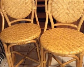 pair of bamboo bar stools