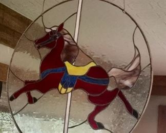 Large carousel stained glass horse 