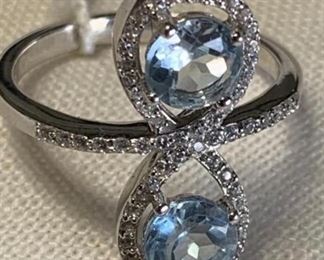 Sterling Silver Ring with Blue Topaz