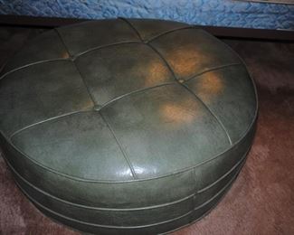 Mid Century vinyl ottoman - 2 ft or so across