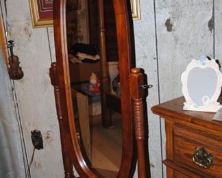 Wood ornate floor mirror