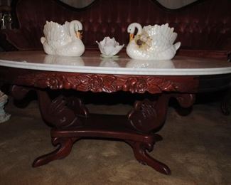 Reproduction Victorian coffee table from the 80s - Italian marble top