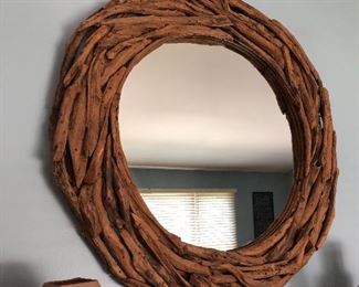 Large round driftwood mirror, Pottery Barn
