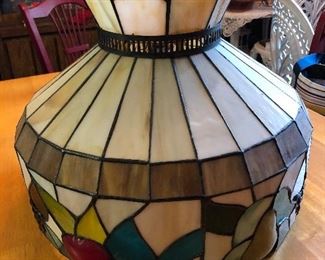 stained glass hanging lamp (small crack in back)