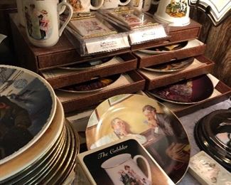 Norman Rockwell mugs, plates