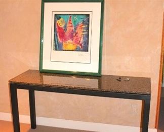 Console Table and Signed Art