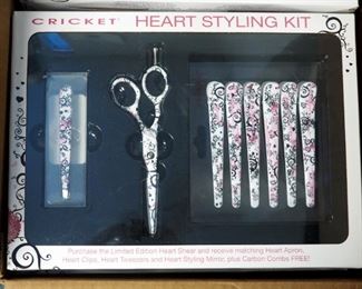 Cricket Heart Styling Kits, Includes Shears,Clips, Mirror, Apron And Tweezers, Qty 12 Kits