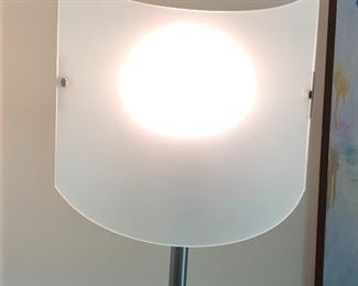 Contemporary Frosted Glass/Brushed Steel Floor Lamp	 