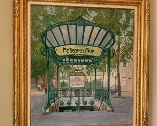 William Benecke Metro-Abbesses Original Oil Painting 	41x36in	