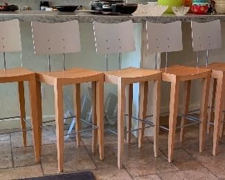 Tonon Maple/Brushed Aluminum Bar Stool Contemporary Italy	43x16x16in seat height 28.5 inches 9 available, priced is each!