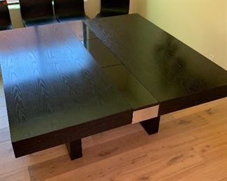 Custom Ebonized Oak Dining Table Contemporary 	31” x 68” x 68”	 Table cost over 5k when made. Center has unique recessed pans for center decor . 