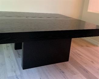 Custom Ebonized Oak Dining Table Contemporary 	31” x 68” x 68”	 Table cost over 5k when made. Center has unique recessed pans for center decor . 