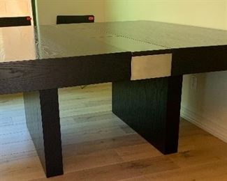 Custom Ebonized Oak Dining Table Contemporary 	31” x 68” x 68”	 Table cost over 5k when made. Center has unique recessed pans for center decor . 